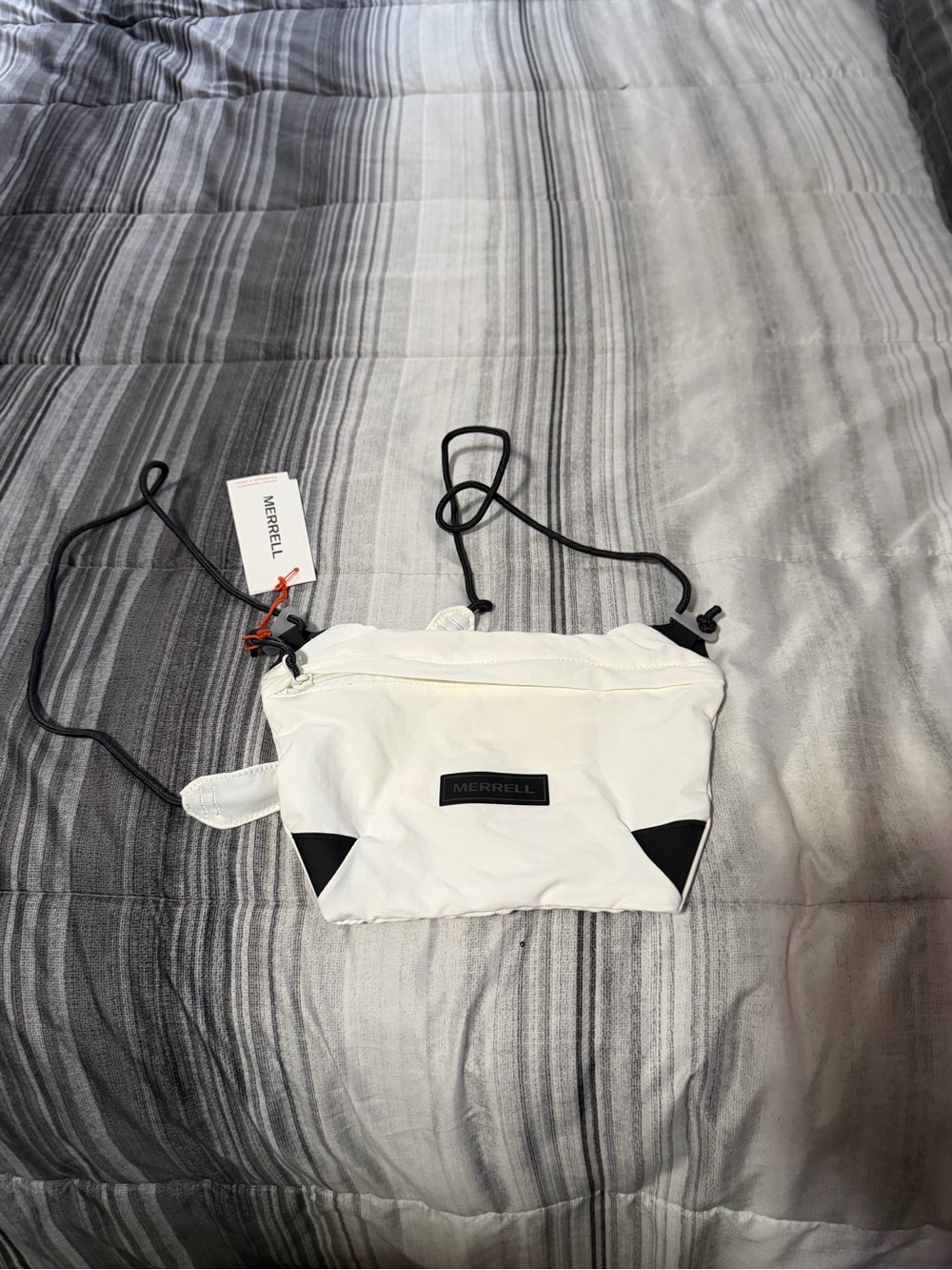 Merrell White Crossbody Sling Bag with Black Accents